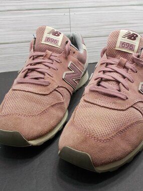 New Balance 696 Pink Cream Suede Running Shoes WL696WSC Women's 10